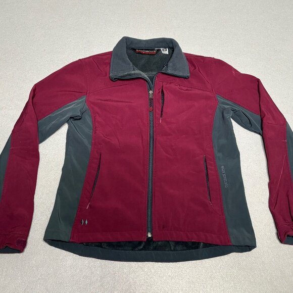 Black Diamond Double Jacket Women Maroon Medium Soft Shell Full Zip Fleece Lined - Picture 2 of 9
